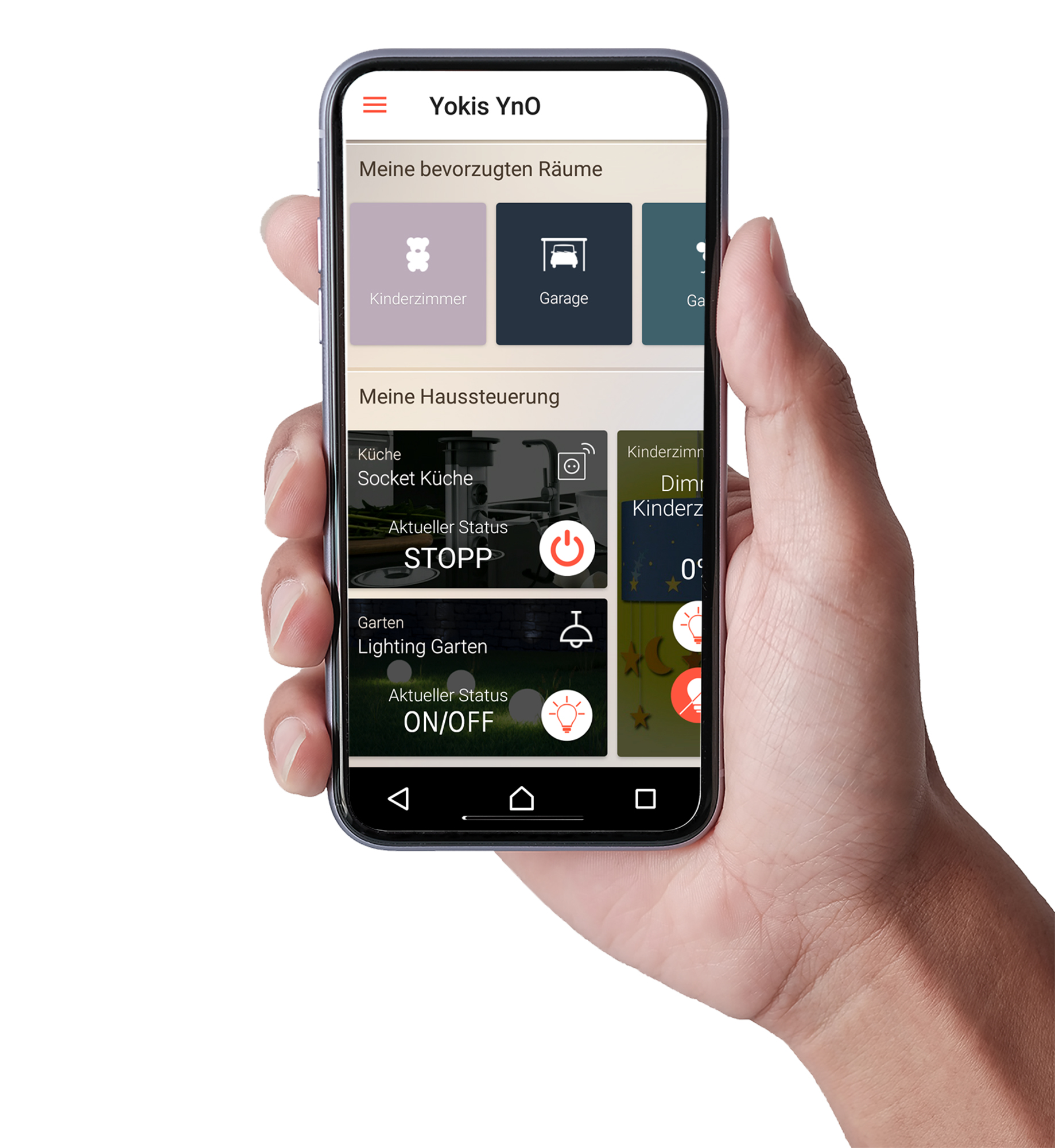Smartphone-Display mit geöffneter YOKIS-App